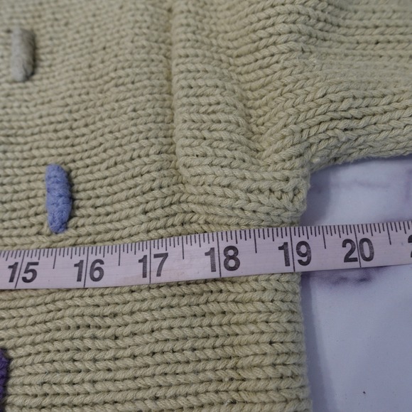 Vintage Coldwater Creek Sweater Med Green Zip Granny Cardigan Aztec Boho Cottage - Picture 5 of 9